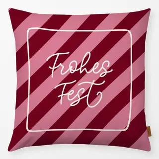 Kissen Frohes Fest auf Querstreifen