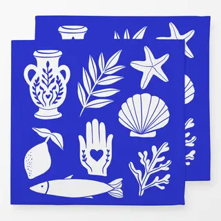 Servietten Blue White
