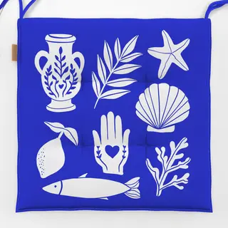 Sitzkissen Blue White
