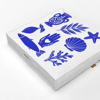 Bodenkissen White Blue