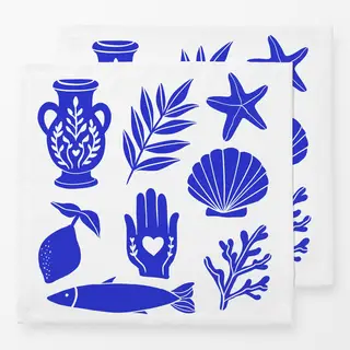 Servietten White Blue