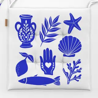 Sitzkissen White Blue