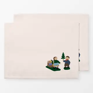Tischset Mann und Frau mit Schlitten