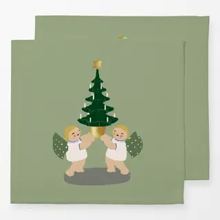 Servietten Engel mit Baum Grün