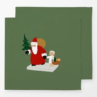 Servietten Weihnachtsmann mit Engel Grün Dunkel