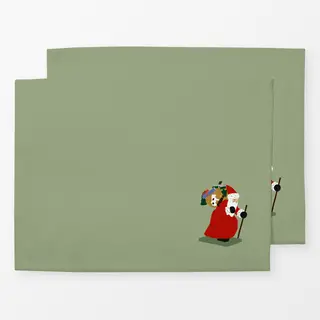 Tischset Weihnachtsmann mit Geschenken Grün
