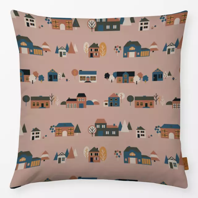 Kissen Scandinavian Autumn Houses von Mareike Böhmer