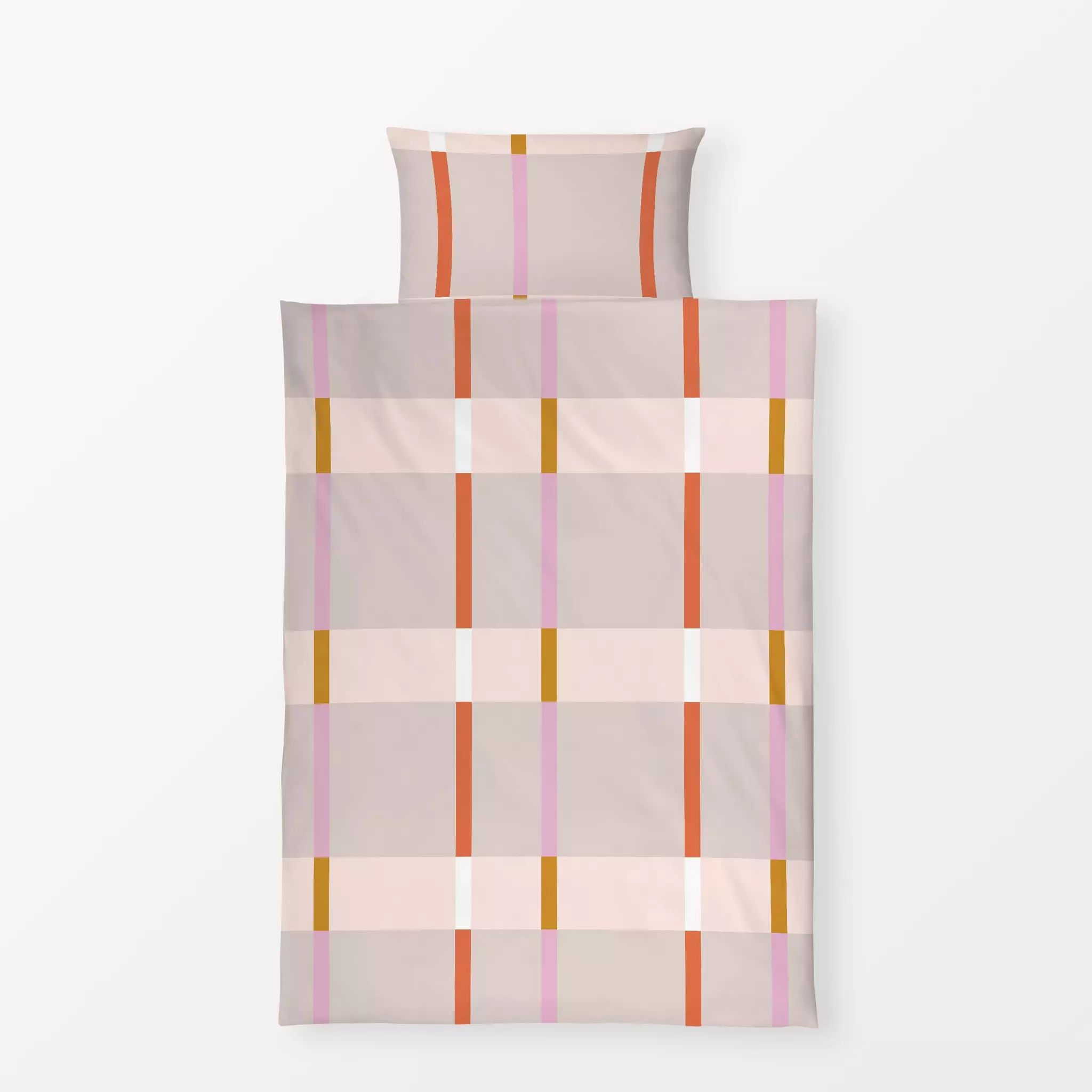 Bettwäsche Geometric Summer 7X - Symbole & Muster - von „Mareike Böhmer"; Muster, linie, abstrakt, Streifen, rosa, beige, pi...