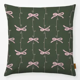 Kissen dunkelgrün rosa