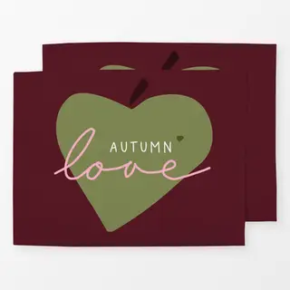 Tischset Autumn love burgundy oliv