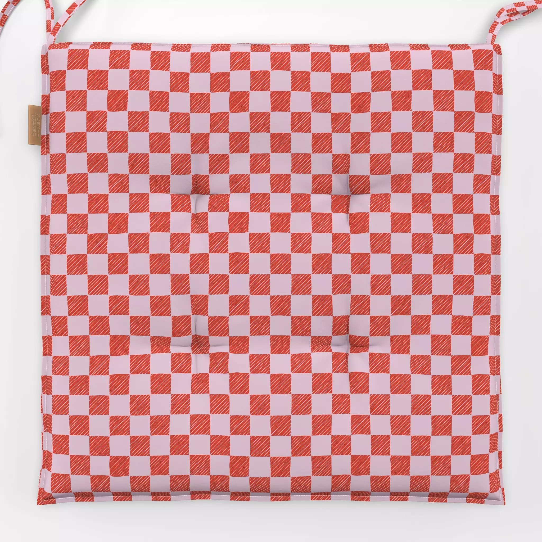 Sitzkissen Karomuster rosa rot - Frühling, Weihnachten, Symbole & Muster - von „Carolin Vonhoff"; Muster, Linien, Weihnachte...
