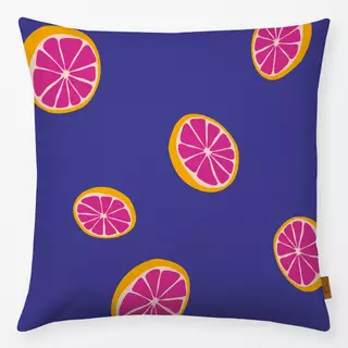 Kissen Grapefruit Muster lila gelb