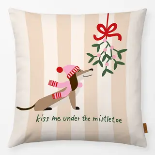 Kissen Mistelzweig Dackel beige