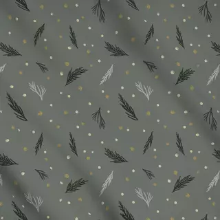 Meterware Tannenzweige grün & gold