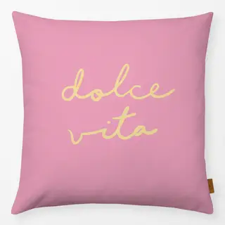 Kissen Dolce Vita Typo gelb rosa