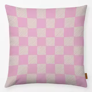 Kissen Karomuster rosa beige