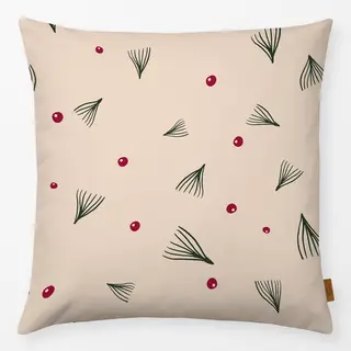 Kissen Cosy Christmas Zweige & Beeren beige