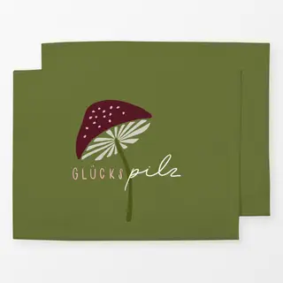 Tischset Glückspilz burgundy oliv