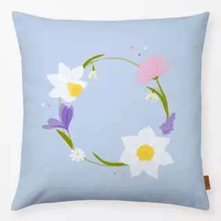 Kissen Osterblumen Kranz hellblau