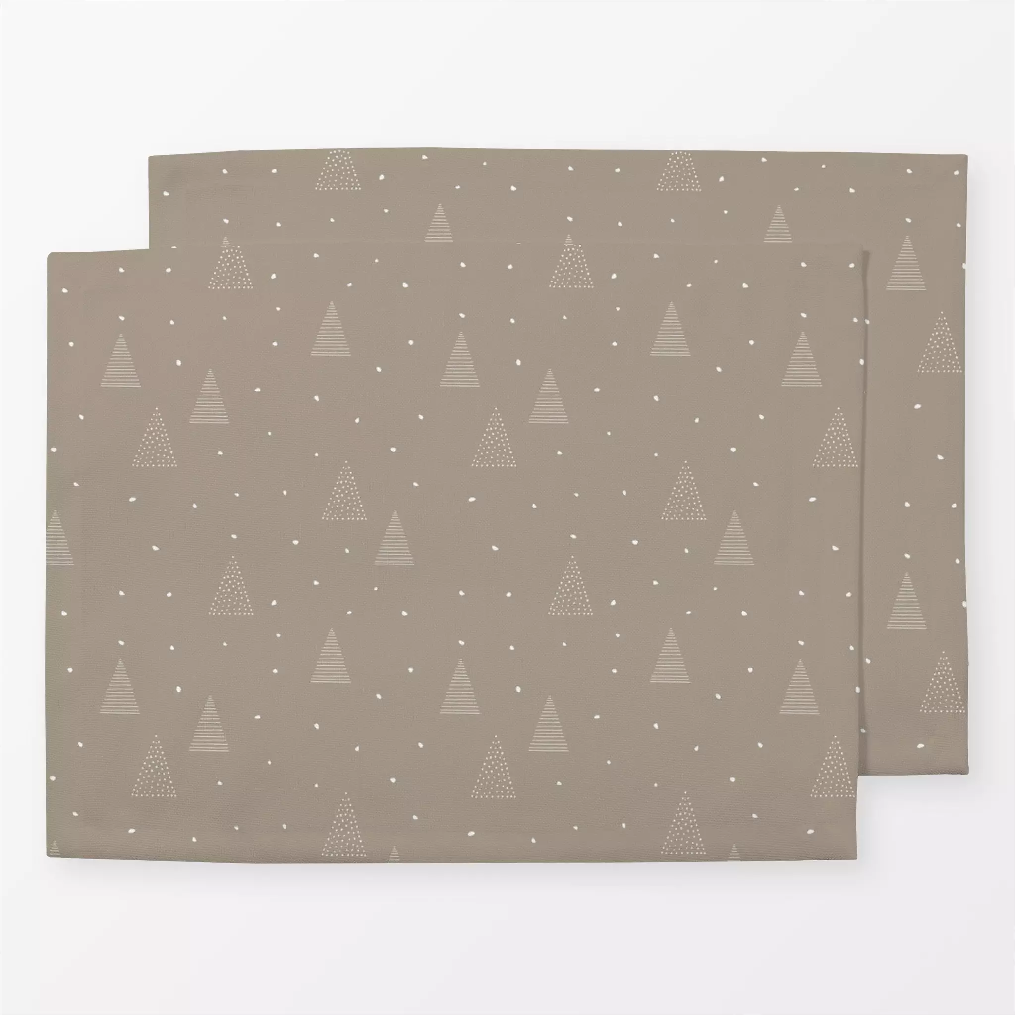 Tischset Tannenbäume grau beige - Weihnachten, Winter - von „Carolin Vonhoff"; Punkte, grau, Tannenbaum, Weihnachtsbaum, Wei...