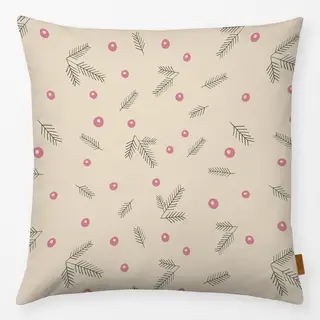 Kissen Cosy Christmas Zweige Muster beige