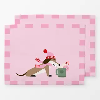 Tischset Hot chocolate Dackel rosa