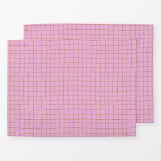 Tischset Karomuster rosa beige