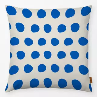 Kissen Muster Punkte beige blau