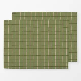 Tischset Checks & Lines oliv rosa