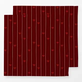 Servietten Streifen mit Herzen rot