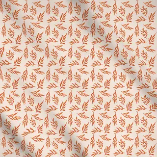 Meterware Muster Blätter orange