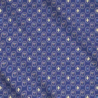 Meterware Midsummer Blumen Schleife blau