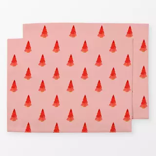 Tischset trees-pattern red rosa