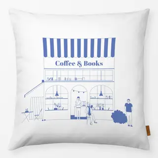 Kissen Coffee and Books Illustration