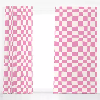 Dekovorhang Crazy Chessboard Pink