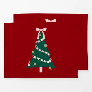 Tischset Christmas Tree with Paper Chain Rot
