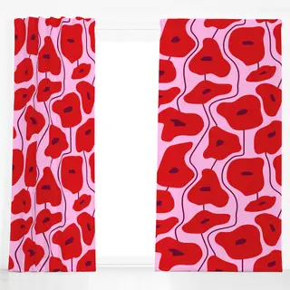 Dekovorhang Poppy Pattern Pink
