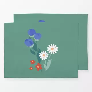 Tischset Gartenblumen grün