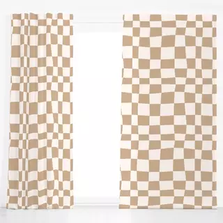 Dekovorhang Crazy Chessboard Natur