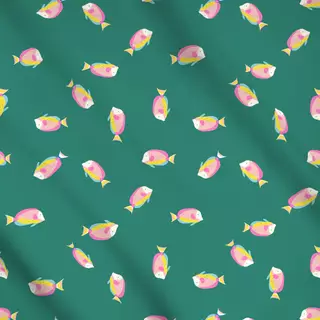 Meterware Funky Fisch Pattern green