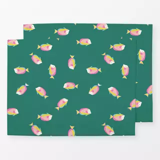 Tischset Funky Fisch Pattern green