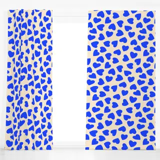 Dekovorhang Blue Heart Pattern