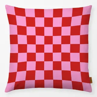 Kissen Chess Pattern red pink