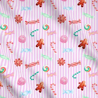 Meterware Cotton Candy Xmas Sweets Lilac