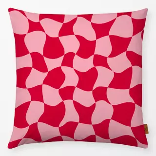 Kissen Wavy Red Chess Pattern