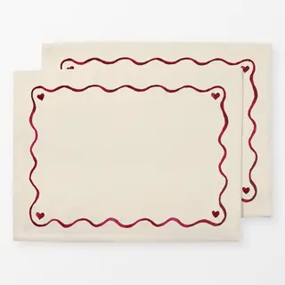 Tischset Tischset Wavy Border With Hearts