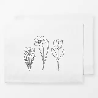 Tischset Lined Spring Flowers black