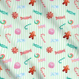 Meterware Cotton Candy Xmas Sweets Mint
