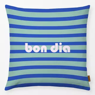 Kissen Bon Dia rayas azul y turquesa