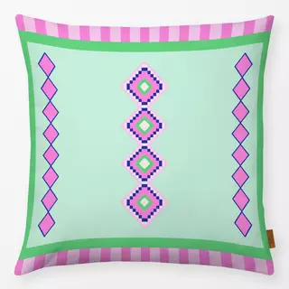 Kissen Cool Boho Diamonds green pink